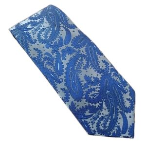 Versa Men's Neck Tie Satin Blue Purple Jacquard Pailsey W 3.5" L 58" Handmade